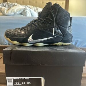 Nike LeBron XII Black and Silver Sneakers